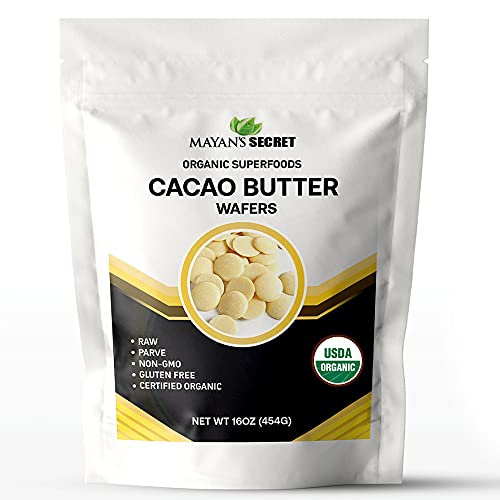 Mayan's Secret Cacao Butter Wafers - Raw, Non-GMO, Vegan, 1lb - Ideal for Skin & Keto Diet