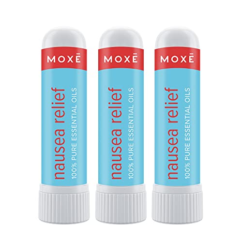 MOXE Nausea Inhalers - Natural Essential Oil Relief for Upset Stomach & Headaches - 3 Pack