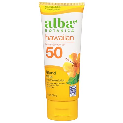 Alba Botanica Sunscreen Lotion - Broad Spectrum SPF 50, Water Resistant, 100% Vegetarian - 3oz