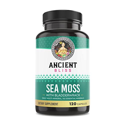 Ancient Bliss Organic Irish Sea Moss Capsules - Thyroid, Skin, Gut & Joint Support - 120 Count