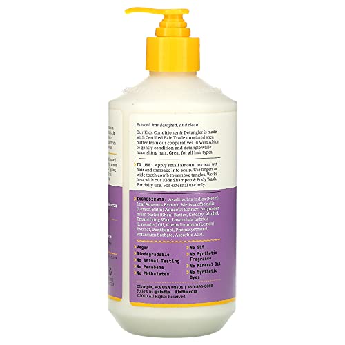 Alaffia Kids Conditioner - Nourishing Detangler with Lemon Lavender, Cruelty-Free - 16oz