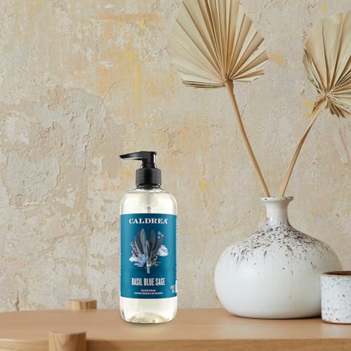 Caldrea Hand Soap - Gentle Aloe Vera & Olive Oil Cleanser, Basil Blue Sage Scent - 10.8oz