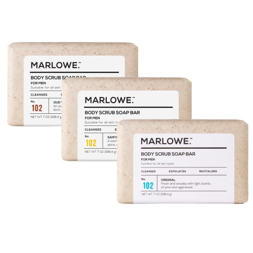 MARLOWE. No. 102 Men's Body Scrub - Exfoliating Bar with Natural Ingredients, 3 Scents - 7oz