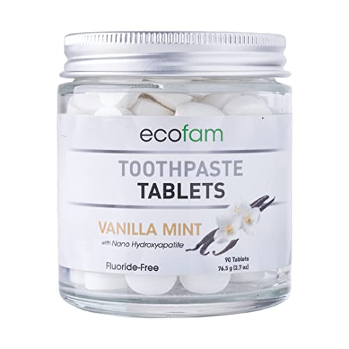 Ecofam Toothpaste Tablets - Fresh Breath with Nano Hydroxyapatite, Fluoride Free - 90 Tablets