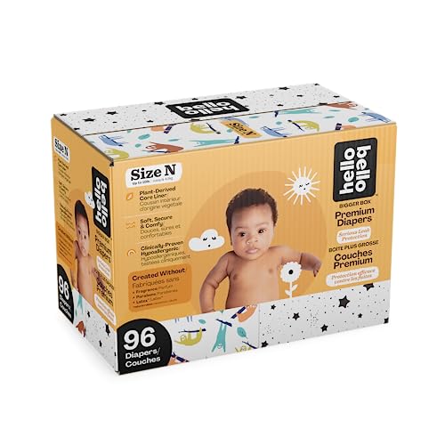 Hello Bello Diapers - Hypoallergenic, Soft Cloth-Like Feel, Fun Umbrella & Koala Designs - 96 Count