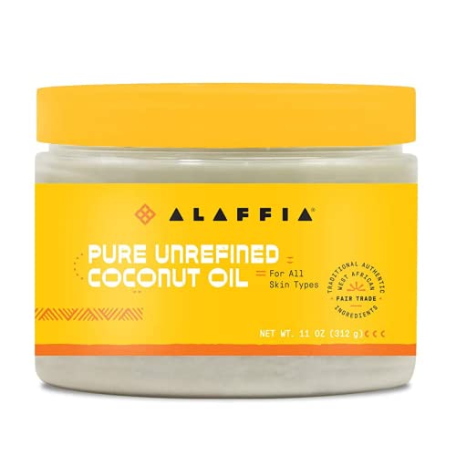 Alaffia Pure Unrefined Coconut Oil - Hydrates Skin & Hair, Fair Trade, Vegan - 11oz