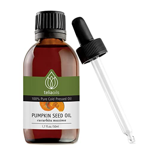 Teliaoils Pumpkin Seed Body Oil – Rich in Omega-3, Antioxidants, Zinc – 100% Pure, 1.7 Oz