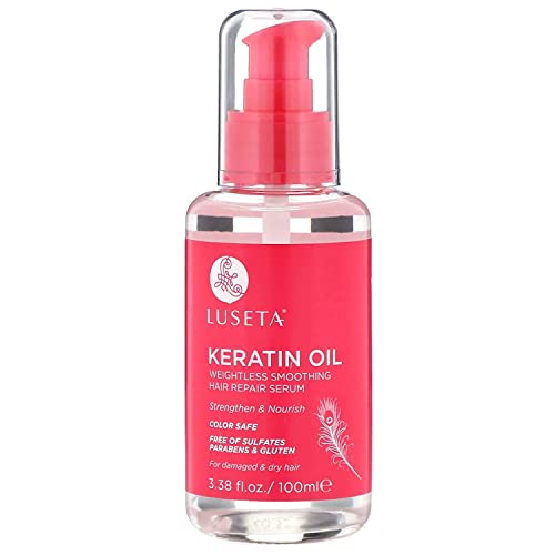 Luseta Keratin Hair Oil - Nourishes & Strengthens Color-Treated Hair, Free of Sulfates - 3.38oz