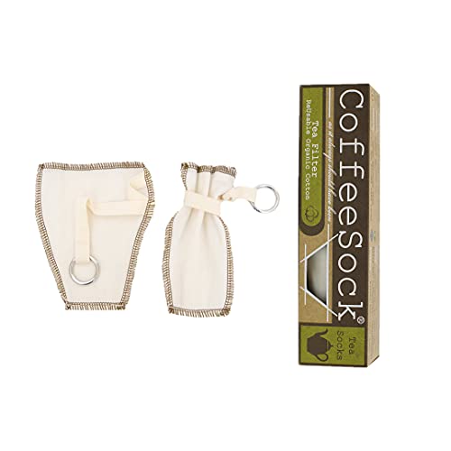 CoffeeSock Reusable 100% Organic Cotton Tea Filters - Easy Cleanup, USA Made - 2 Pack