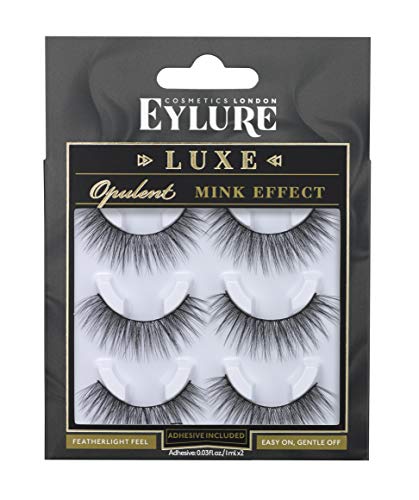 Eylure Luxe Silk Faux Mink Lashes - Lightweight, Contact Lens Friendly, Reusable - 3 Pairs