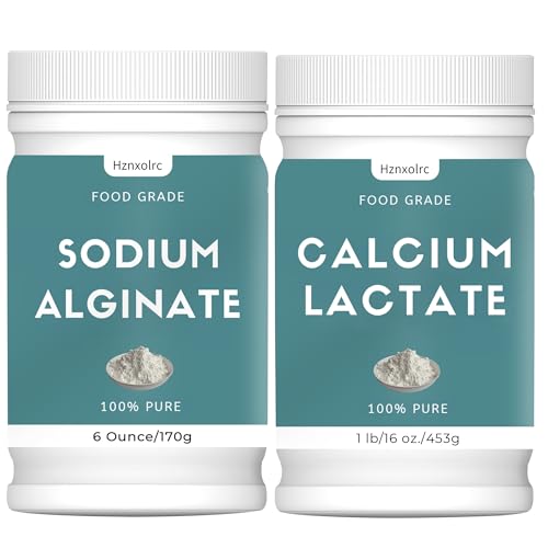 Hznxolrc Sodium Alginate & Calcium Lactate Bundle - Vegan, Food-Grade, Thickening Agent - 22oz