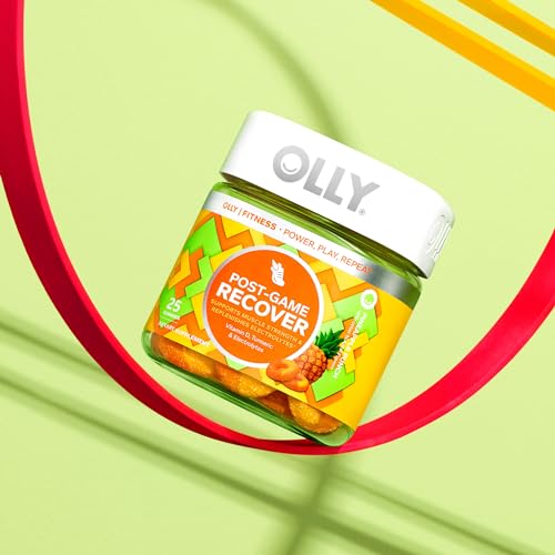 OLLY Post-Game Recovery Gummy Rings - Vitamin D, Turmeric, Electrolytes, Pineapple Punch - 25ct