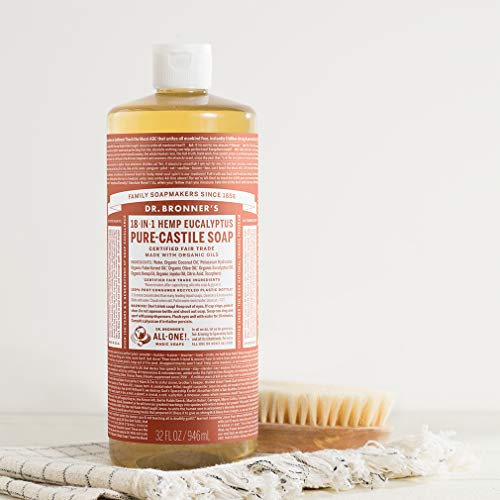 Dr. Bronner's Pure-Castile Liquid Soap - Organic, Fair Trade, Vegan, 18-in-1 Uses - Eucalyptus, 32oz