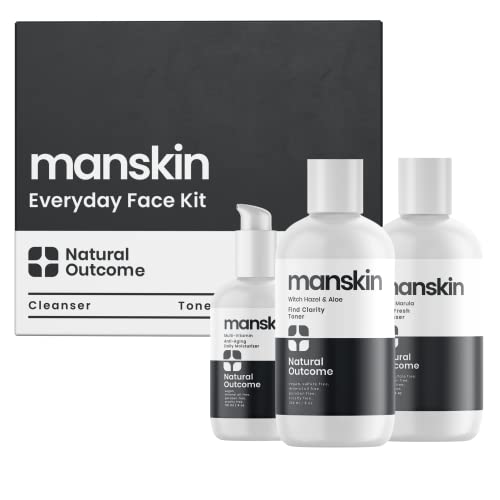 Natural Outcome Men's Skin Care Set - Revitalizing Anti-Aging Regimen, 3 Full-Size Products