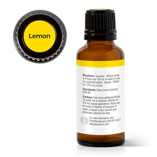 Plant Therapy Lemon Essential Oil - Energizing Aroma, Immune Support, 100% Pure - 30 mL