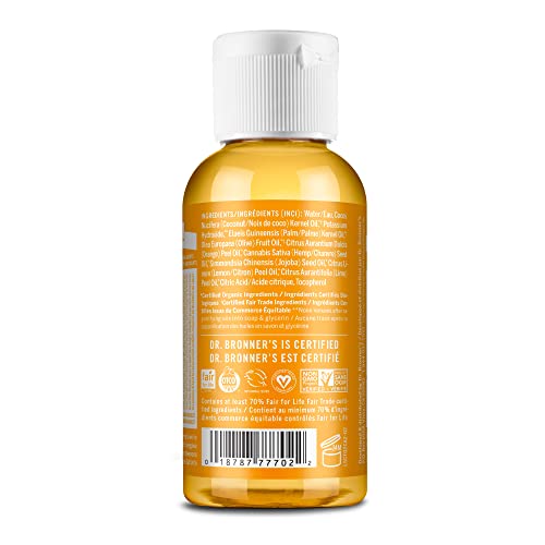 Dr. Bronner's Body Soap - Organic Oils, 18-in-1 Uses, Vegan, Non-GMO - Citrus, 2oz