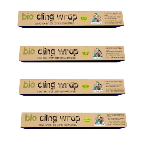 Eco Green Living Food Wrap - Biodegradable Corn Starch, Strong Seal, 30cm x 30m - 4 Pack