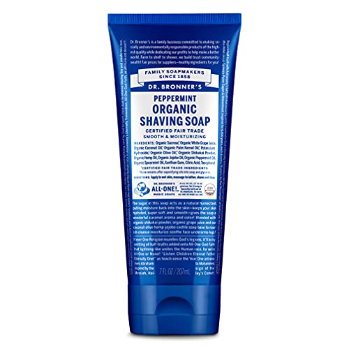 Dr. Bronner's Organic Shaving Soap - Moisturizes, Cleanses & Soothes, Peppermint - 7oz