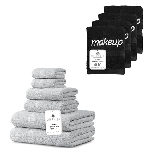 Pure Cotton Towel Set - Ultra Absorbent, OEKO-TEX Certified, Soft & Fast Dry - Pack of 10