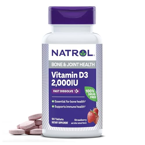 Natrol Vitamin D3 2,000 IU Tablets - Supports Bone & Joint Health, Immune Function - 90 Count