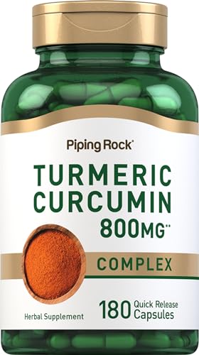 Piping Rock Turmeric Supplement - Advanced Herbal Support, Non-GMO, 800mg, 180 Capsules