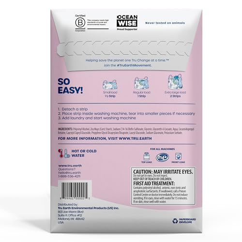 Tru Earth Baby Laundry Detergent Sheets - Hypoallergenic, Fragrance-Free, 32 Count