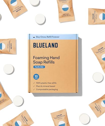 BLUELAND Foaming Hand Soap Tablets - Plant-Based, Hypoallergenic, 10-Pack, Pacific Mist Scent