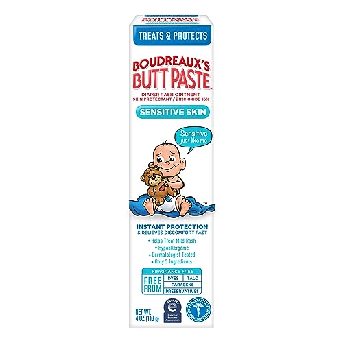 Boudreaux's Butt Paste Diaper Rash Cream - Fast Relief for Sensitive Skin, 4 oz Tube