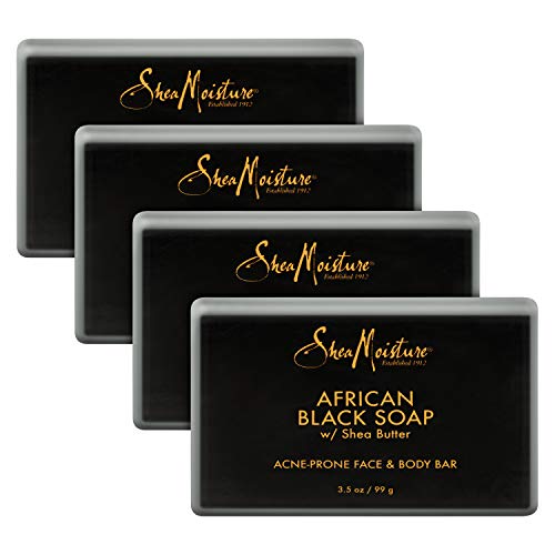 SheaMoisture African Black Soap Face & Body Bar - Exfoliates & Purifies Oily Skin - 3.5oz, 4 Count