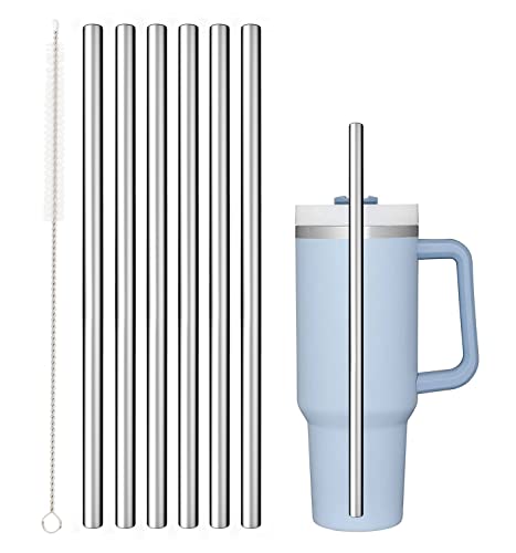 Stainless Steel Straws for Stanley Tumblers - Durable, BPA-Free, 6 Pack with Cleaning Brush