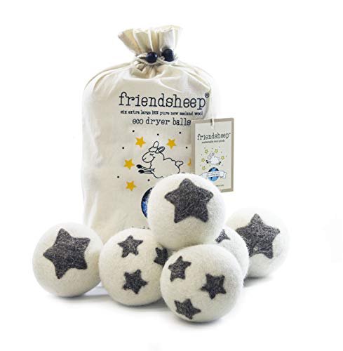 Friendsheep Wool Dryer Balls 6 Pack - Organic, Hypoallergenic, Handmade, 20-40% Less Drying Time