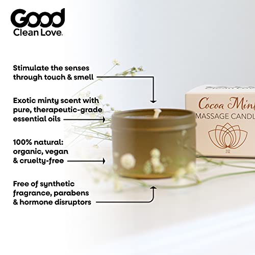 Good Clean Love Cocoa Mint Massage Candle - Natural Aphrodisiac, Pure Essential Oils - 2 Oz