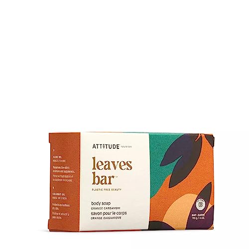 ATTITUDE Body Soap Bar - Nourishing, EWG Verified, Vegan, Orange Cardamom - 4oz Plastic-Free