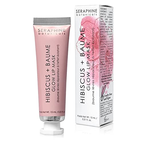 Seraphine Botanicals Hibiscus + Baume Glow Lip Mask - Hydrating & Plumping, Vegan - 15mL