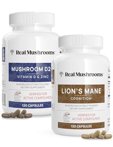 Real Mushrooms Mushroom Supplement Bundle - Immune & Cognitive Support, Vegan, Gluten Free - 240ct