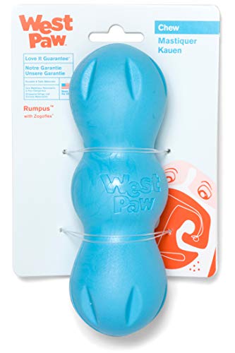 West Paw Zogoflex Rumpus Dog Chew Toy - Durable, Floatable for Fetch & Chewing - Medium 6.25", Aqua