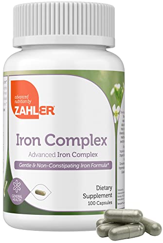 Zahler Iron & Vitamin C Supplement - High Absorption, Gentle on Stomach - 100 Capsules