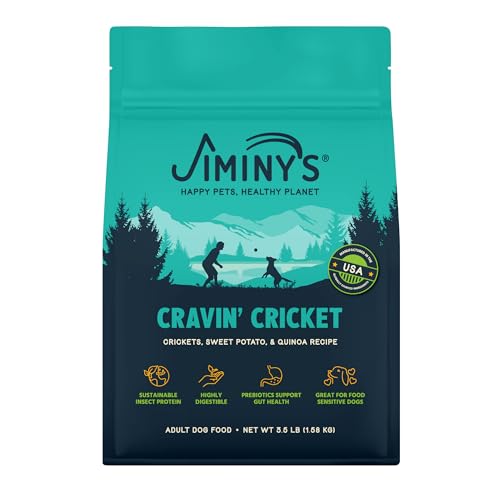 Jiminy's Cravin' Cricket Dry Dog Food - Hypoallergenic, Digestible Insect Protein - 3.5lb