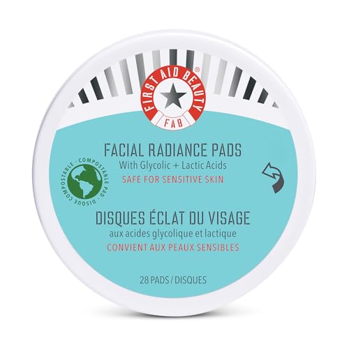 First Aid Beauty Facial Radiance Pads - Brightening & Exfoliating, Compostable - 28 Pads