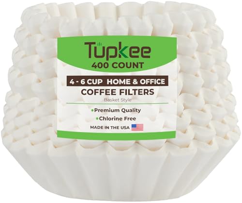 Tupkee Coffee Filters - Rich Flavor, Chlorine-Free, Biodegradable - 400 Count, 4-6 Cups