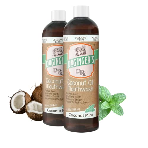 Dr. Ginger's Mouthwash - Natural Coconut Oil & Xylitol for Fresh Breath, Gum Health - 14fl oz, 2ct