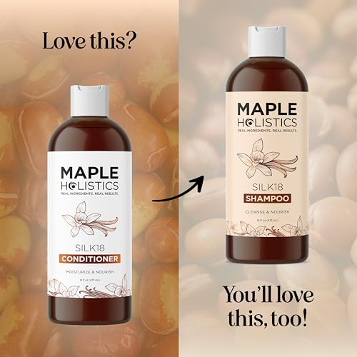 Maple Holistics Hair Conditioner - Moisturizing Silk Protein with 18 Natural Oils - 16 Fl Oz