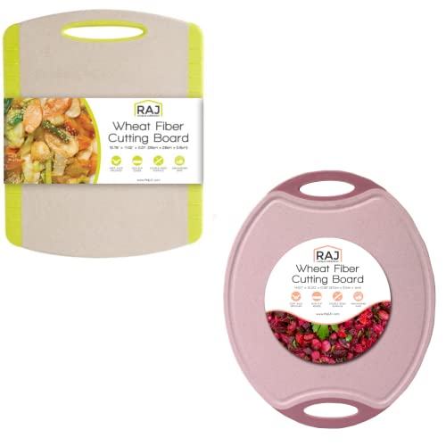 Raj Wheat Straw Cutting Board - Durable, Non-Slip, Hygienic, Dishwasher Safe - Large, Reversible