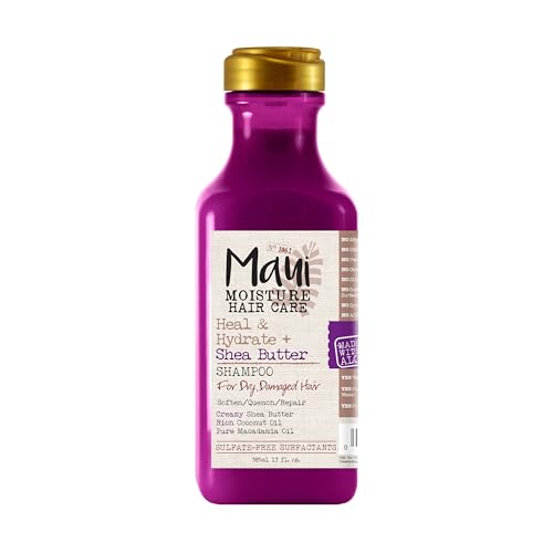 Maui Moisture Shea Butter Shampoo - Deep Hydration for Curly Hair, Vegan, 13 fl oz