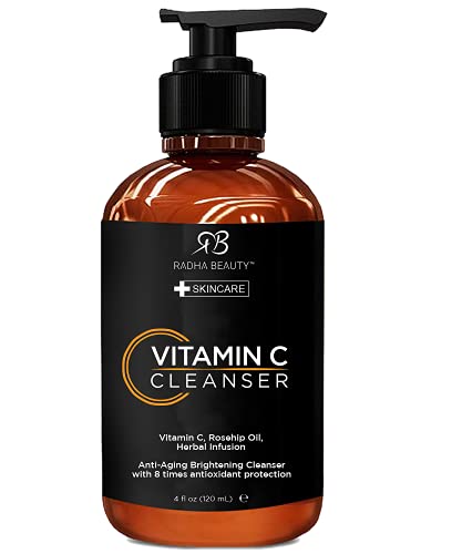 Radha Beauty Vitamin C Facial Cleanser - Anti-Aging, Antioxidant Protection, 4 fl. oz
