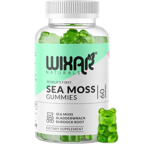 WIXAR NATURALS Sea Moss Gummies - Immune & Gut Support, 1600mg Sea Moss & Bladderwrack - 60ct