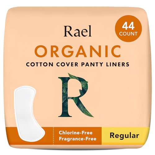 Rael Panty Liners - Organic Cotton, Ultra Thin, Breathable, Light Absorbency - 44 Count