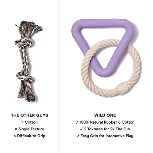 Wild One Triangle Tug Dog Toy - Durable 100% Natural Rubber, Engaging Rope for Play - Lilac