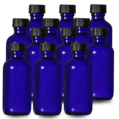 Onisavings Blue Glass Bottle - Durable, Refillable for Oils & Perfumes, 1oz, Pack of 12