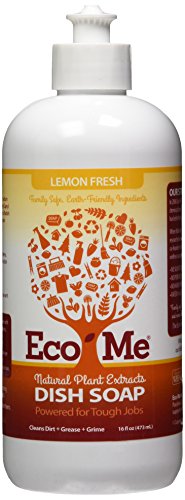 EcoMe Dish Soap - Proven Clean, Non-Drying, Plant-Based Formula, Lemon Fresh - 16 Fl Oz (Pack of 6)